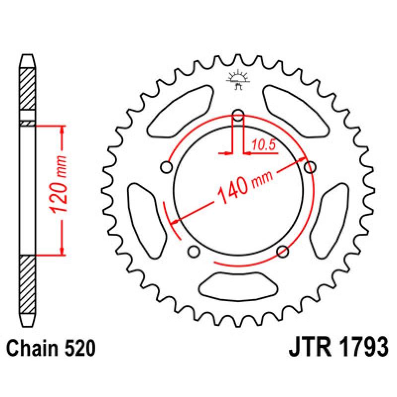 Купить Звездочка задняя JT Sprockets (шаг 520 ) JT JTR1793